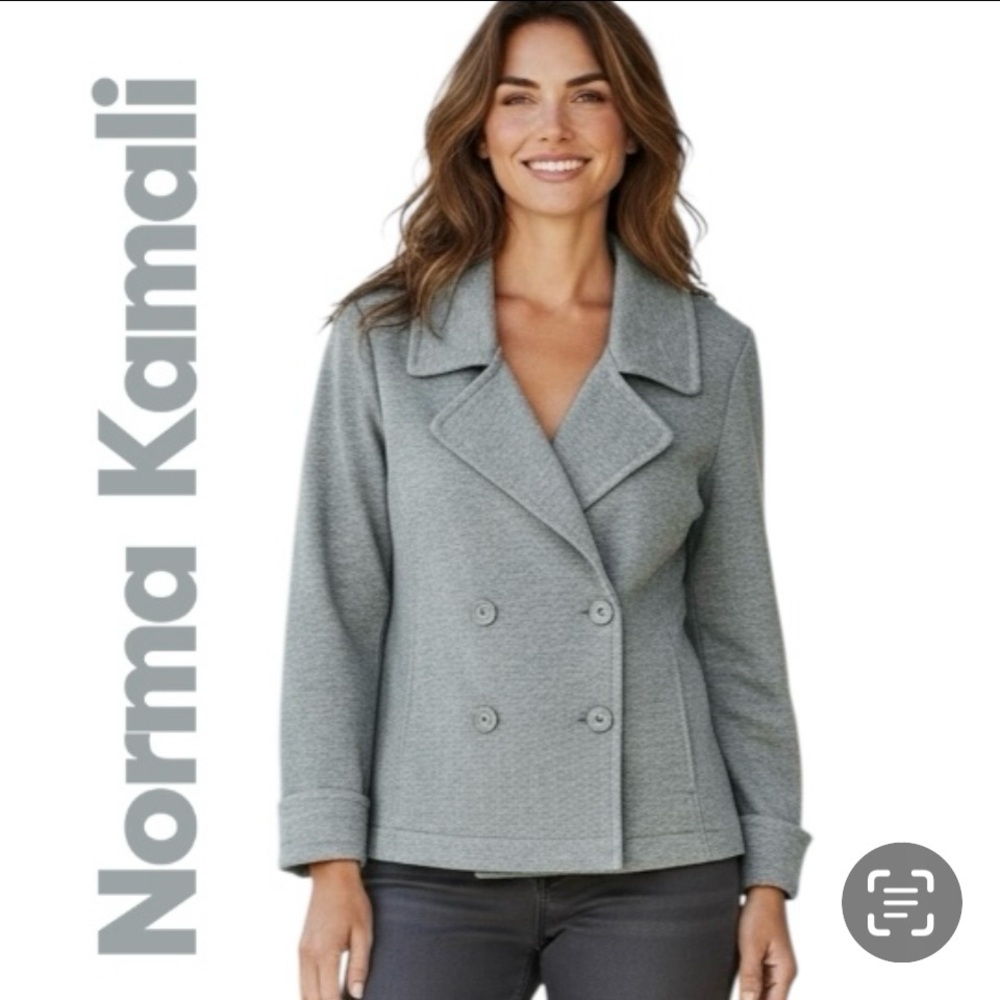 NEW Norma Kamali Gray Blazer Double Breasted Pockets Jacket Sz M